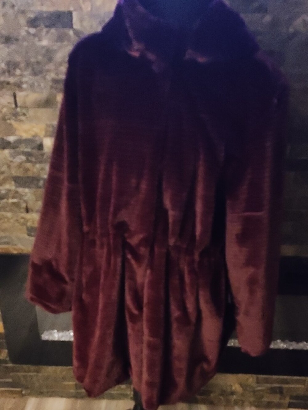 Dennis Basso Women's Plush Soft Faux Fur Deep Burgundy Coat Size XL Petite - Picture 2 of 14